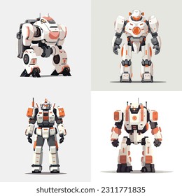 Mecha robots vector set isolated