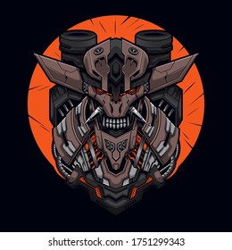 Mecha Samurai onimask vector illustration