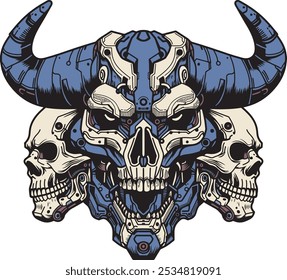 Mecha skull head design art which can be used for your stuff