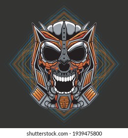 Mecha Skull mascot logo illustration, perfect for mascot logo illustration