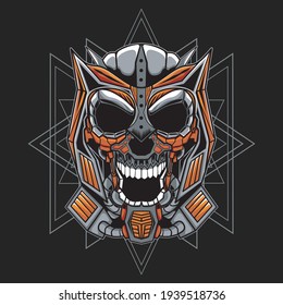 Mecha Skull mascot logo illustration, perfect for mascot logo illustration
