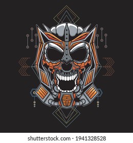 Mecha Skull mascot logo illustration, perfect for mascot logo illustration