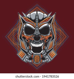 Mecha Skull mascot logo illustration, perfect for mascot logo illustration