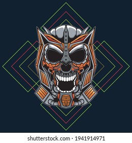 Mecha Skull mascot logo illustration, perfect for mascot logo illustration