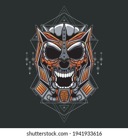 Mecha Skull mascot logo illustration, perfect for mascot logo illustration