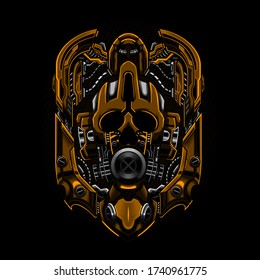 ilustración vectorial de la máscara de calavera de Mecha
