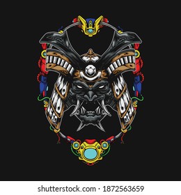 mecha skull samurai ninja illustration