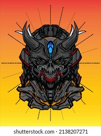 mecha Skull t-shirt illustration vector