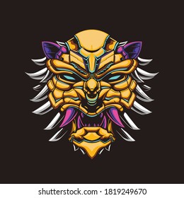 mecha tiger logo mask illustration perfect for logo and tshirt