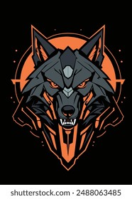 mecha wolf illustration design, suitable for t-shirt designs