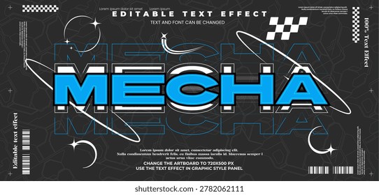 Mecha Y2k effect editable text effect in modern trend style