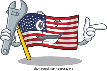 Mechanic american flag folded above character tables