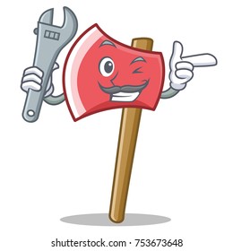 Mechanic axe character cartoon style vector illustration