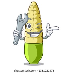 Mechanic baby corn fried on cartoon plate