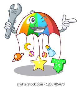 Mechanic baby playing with cartoon hanging toys