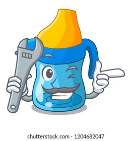 Mechanic baby training cup isolated on mascot