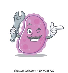 Mechanic bacteria mascot cartoon style