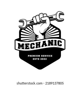 Mechanic Badge Logo Design In Retro Style. Plumber Logo Design Template