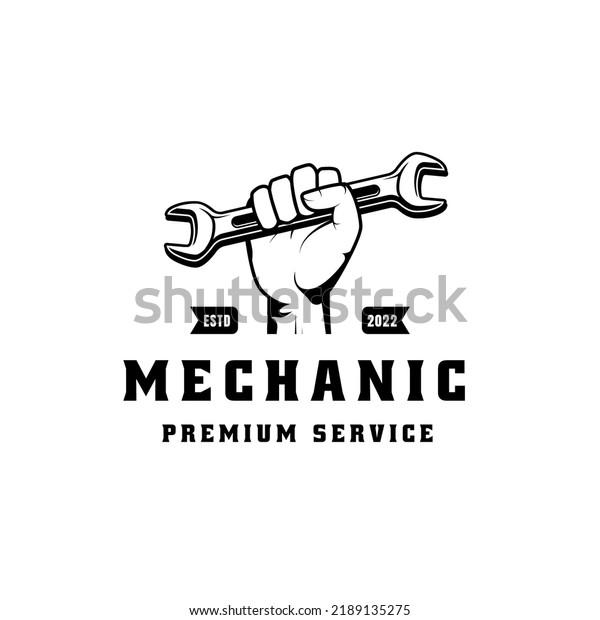 Mechanic badge logo design in retro style.\
Plumber logo design\
template