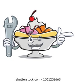 Mechanic banana split mascot cartoon