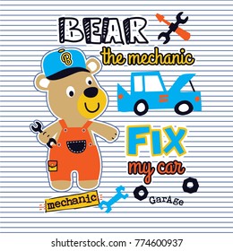 mechanic bear animal cartoon vector