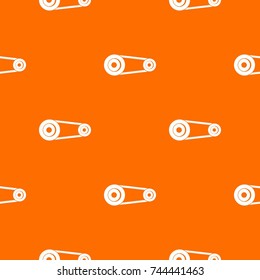 Mechanic belt pattern repeat seamless in orange color for any design. Vector geometric illustration