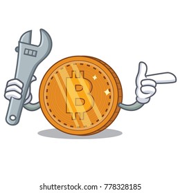 Mechanic bitcoin coin character cartoon