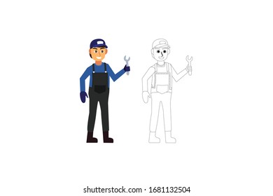 Mechanic Bring Tool Profession Vector Illustration Bundle