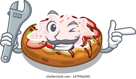 Mechanic bruschetta isolated with in the character