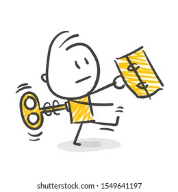 Mechanic Business Stickman Winded Up Vector