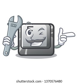Mechanic button F on a keyboard cartoon