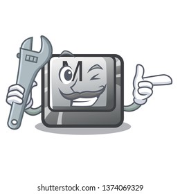 Mechanic button M isolated in the cartoon