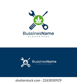 Mechanic Cannabis logo vector template. Creative Cannabis logo design concepts