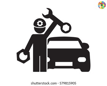 mechanic, car, icon, vector illustration eps10