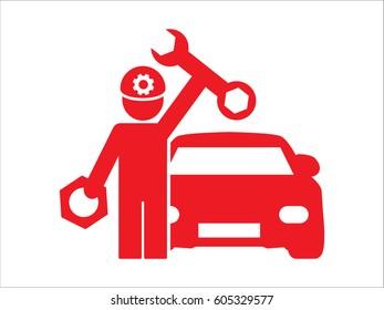 mechanic, car, icon, vector illustration eps10