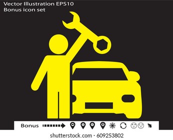 mechanic, car, icon, vector illustration eps10