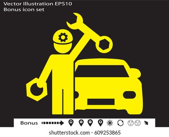mechanic, car, icon, vector illustration eps10