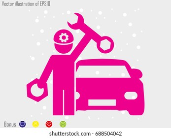 mechanic, car, icon, vector illustration eps10