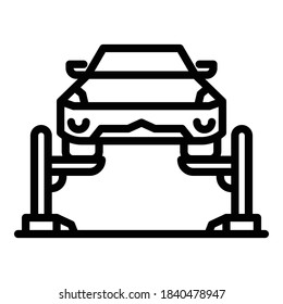 Mechanic car lift icon. Outline mechanic car lift vector icon for web design isolated on white background