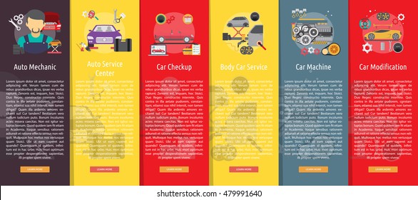 Mechanic and Car Repair Vertical Banner Concept