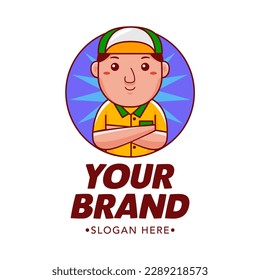Mechanic Cartoon Character Logo Vector Template