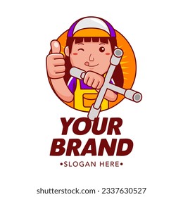 Mechanic Cartoon Character Logo Vector Template