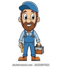 Mechanic Cartoon Character Vector Design.