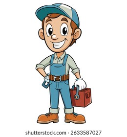 Mechanic Cartoon Character Vector Design.