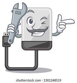 Mechanic cartoon hard drive  