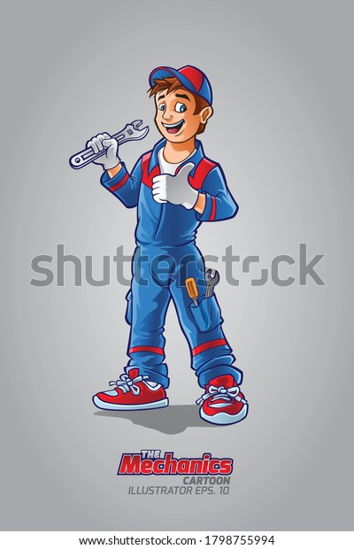 The Mechanic Cartoon Mascot. Cartoon illustration of a\
Handyman. 