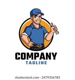 Mechanic Cartoon Mascot Logo Design for Your Company