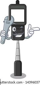 Mechanic cell phone holder above cartoon table