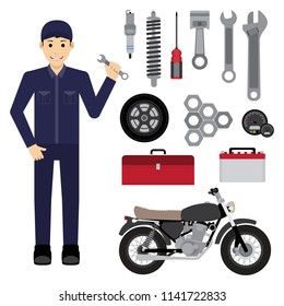 Mechanic Character with Mechanic Tools