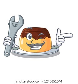 Mechanic chocolate coffee pudding isolated on mascot